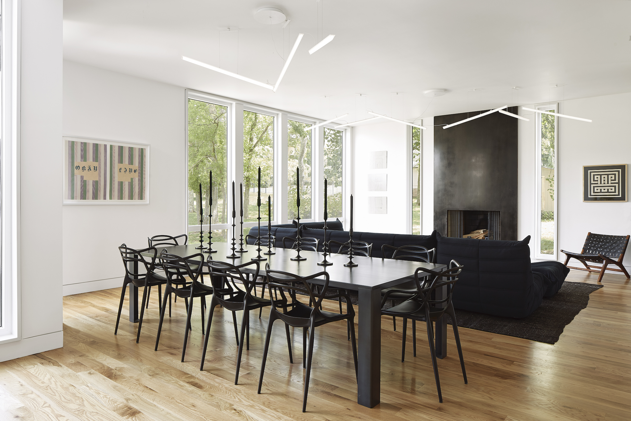 steel fireplace-dining room-design architect-Nashville
