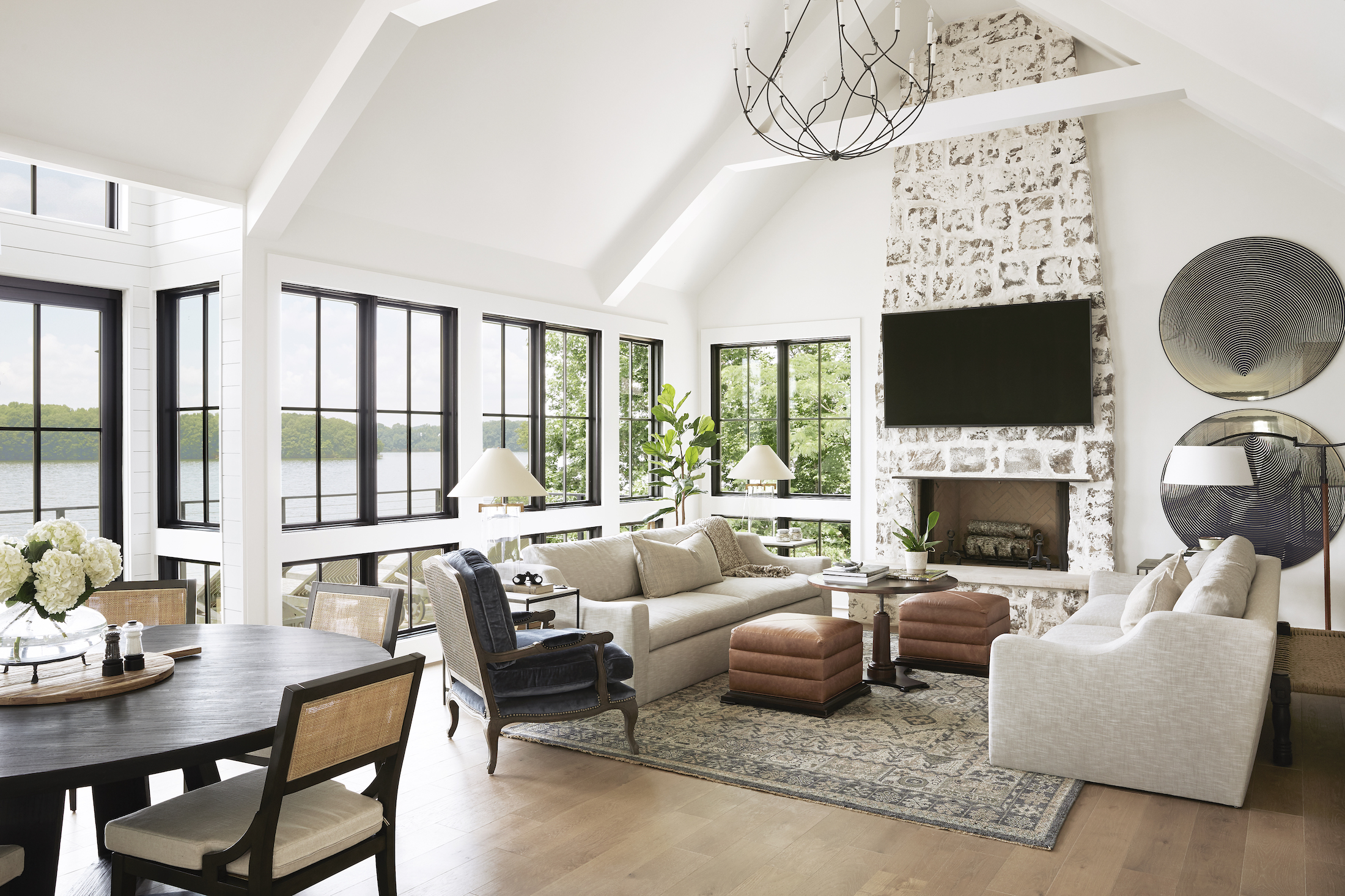 living room with lake view-interior design firm